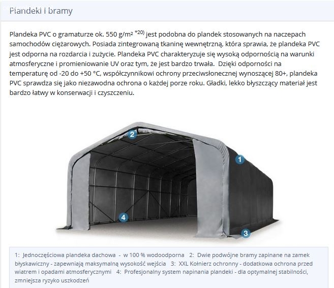 6x12m Hala namiotowa - 2,7 m wysokość ścian bocznych z 4,1x2,9m brama, PVC ciemnozielony 