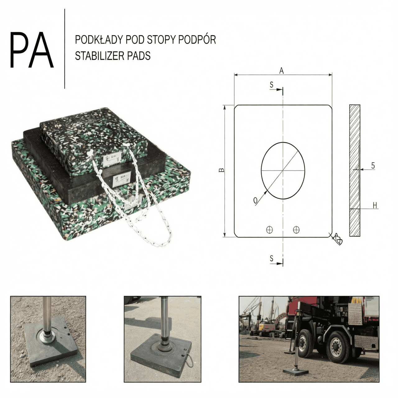 Podkład pod stopy podpór  żuraw, dźwig